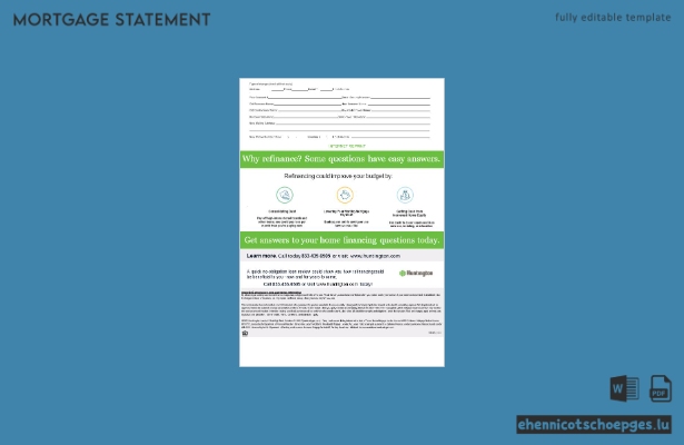 Hypothekenabrechnung der Huntington Bank (USA, Ohio) im Word- und PDF-Format, 3 Seiten, Beispielvorschau